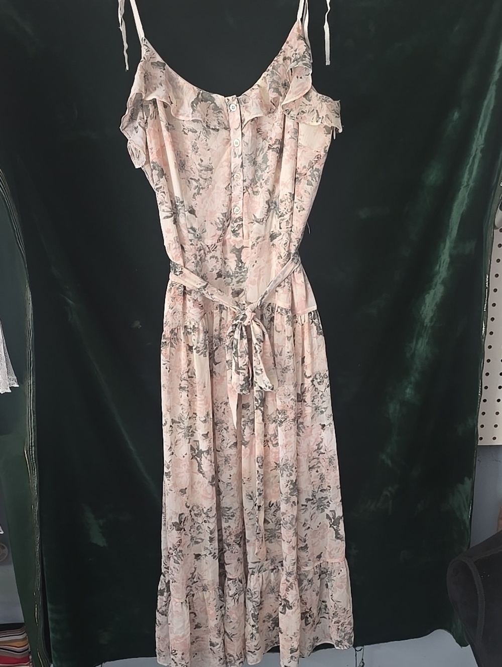 Chelsea & Violet Floral Pink Ruffle Dress with Tie Waist